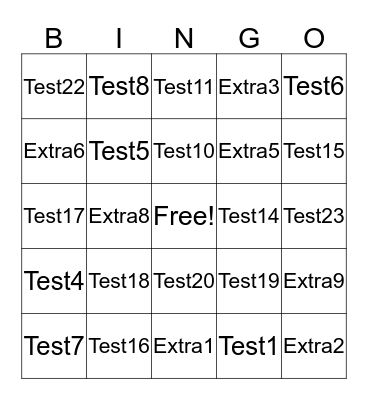Test Bingo Card