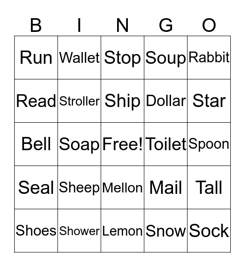 Articulation Bingo  Bingo Card