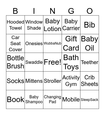 RORIE'S BABY SHOWER BINGO Card