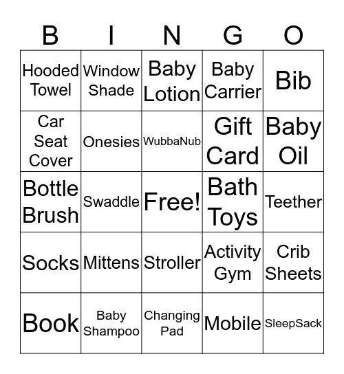 RORIE'S BABY SHOWER BINGO Card