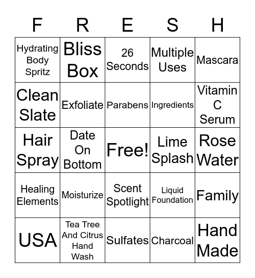 LEMONGRASS SPA Bingo Card