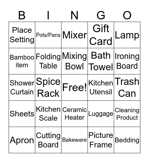 Bridal Bingo Card