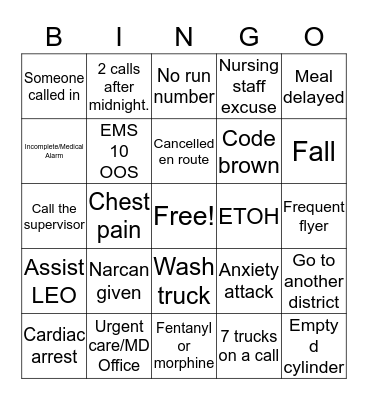 EMS  Bingo Card