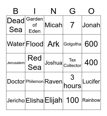 Bible Bingo Card