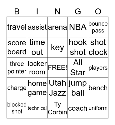 Basketball Bingo Card