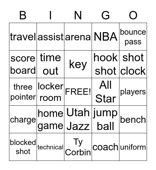 Basketball Bingo Card