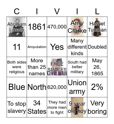 Civil War Bingo  Bingo Card
