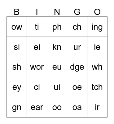 Sound Beginnings Phonics II Bingo Card