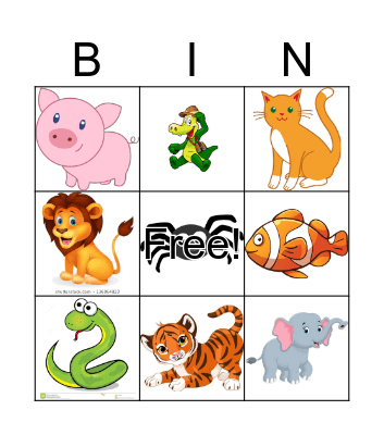 Animals Bingo Card