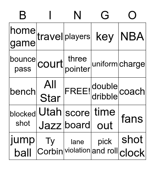 Basketball Bingo Card