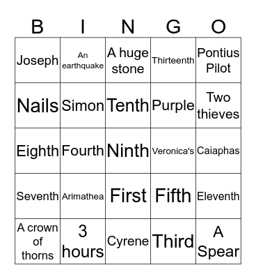 Stations of the Cross Bingo Card