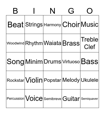 Music Bingo Card