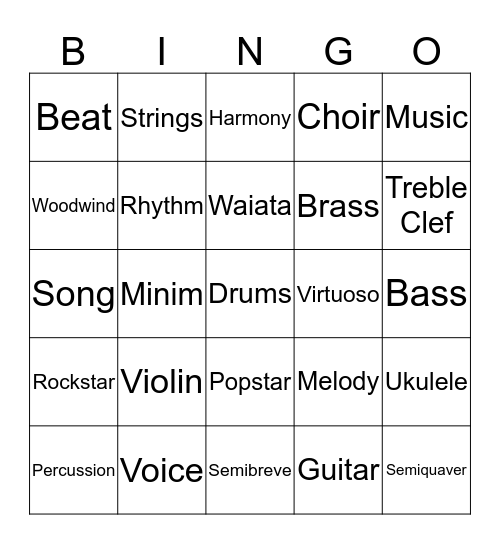 Music Bingo Card