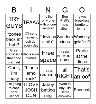 Hannah Lyon Bingo Card