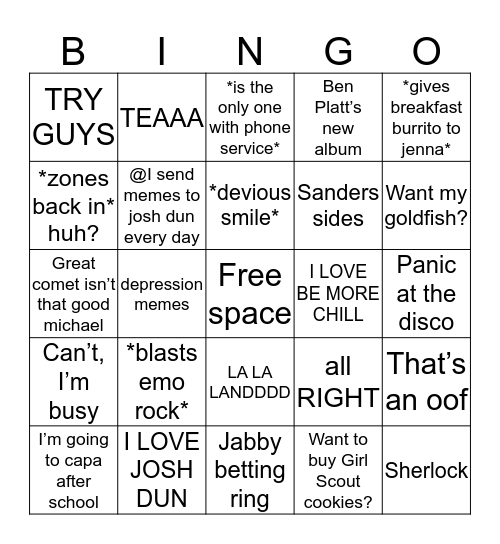 Hannah Lyon Bingo Card