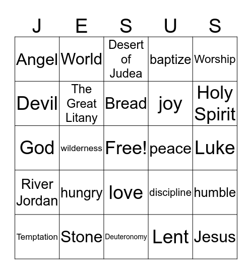The Temptation of Jesus Bingo Card