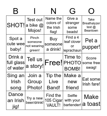 Shamrock Bingo Card