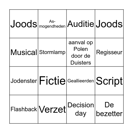 De spektakel-musical  Bingo Card