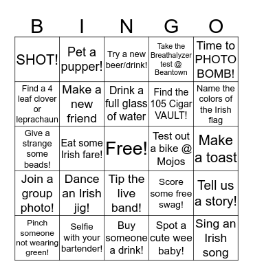 Shamrock Bingo Card