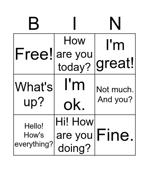 Introductions Bingo Card