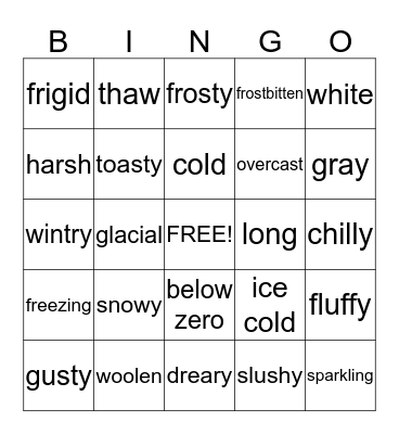 Winter Wonderland Bingo Card