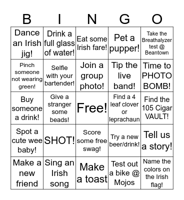 Shamrock Bingo Card