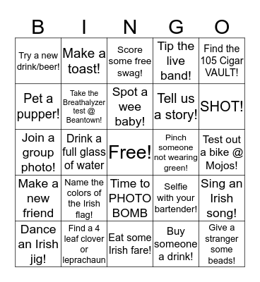 Shamrock Bingo Card