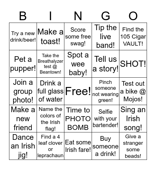 Shamrock Bingo Card