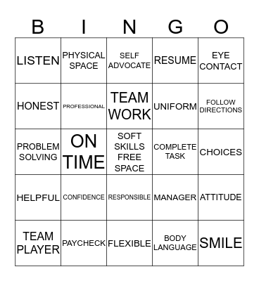 SOFT SKILLS BINGO Card