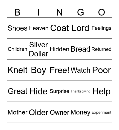 Lesson's I Learned as a Boy: Gordon B. Hinckley  Bingo Card