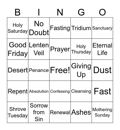 Lent Bingo Card