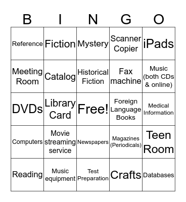 Library Bingo Card