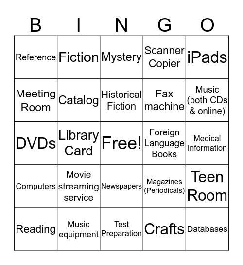 Library Bingo Card