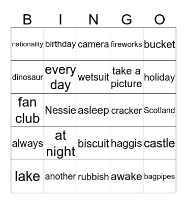 UNIT 4 Bingo Card