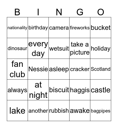 UNIT 4 Bingo Card