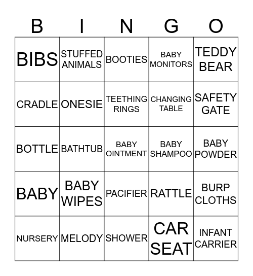 BABY SHOWER BINGO Card