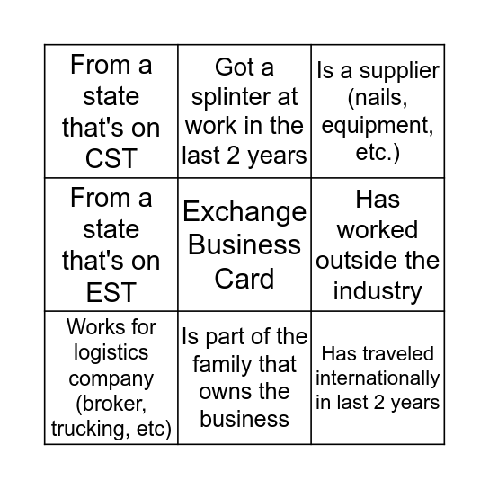 Connect Three! Bingo Card