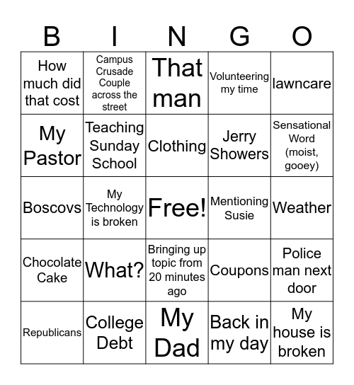 Grammys Bingo: Nobody will be a winner cause you listened to her Bingo Card