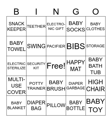 BABY SHOWER Bingo Card