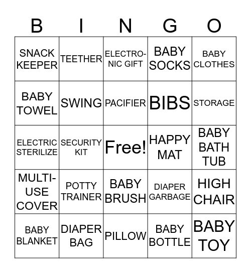 BABY SHOWER Bingo Card