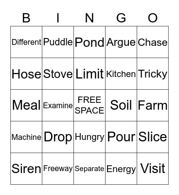 March 11 Afternoon Activity Bingo Card