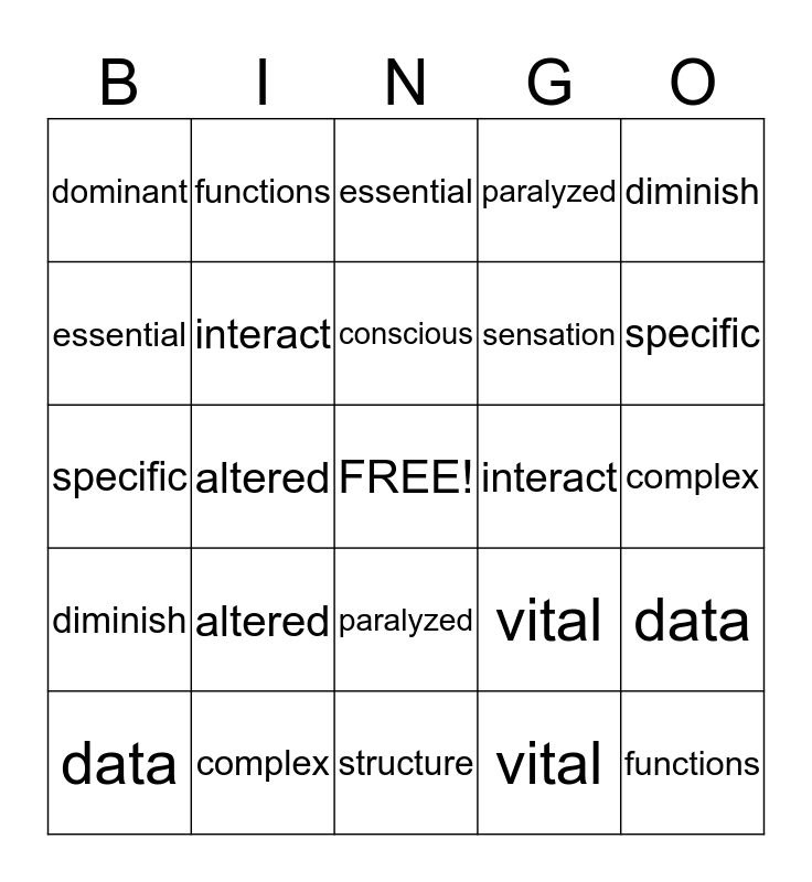Unit 7 Bingo Card