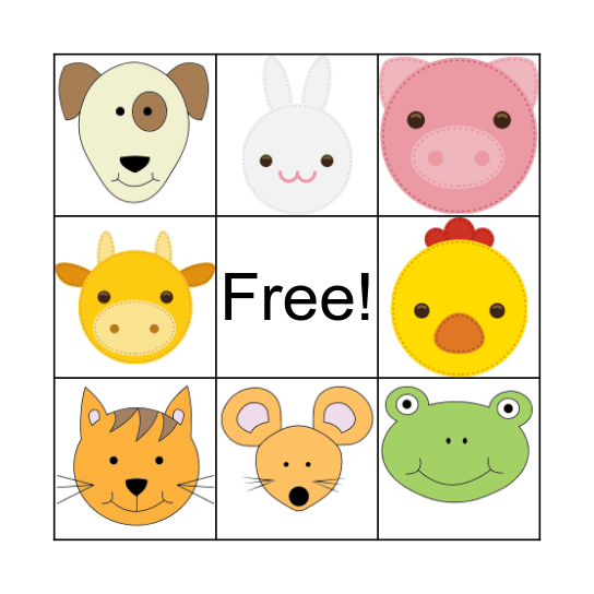 ANIMAL SOUNDS Bingo Card