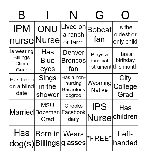 Icebreaker Bingo Card