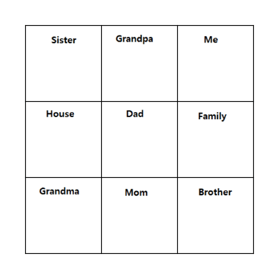 My Family Bingo Card