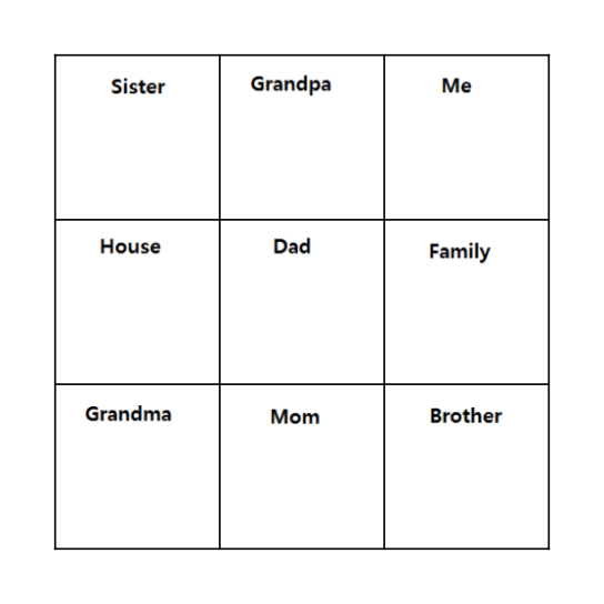 My Family Bingo Card