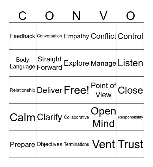 CONVO Bingo Card