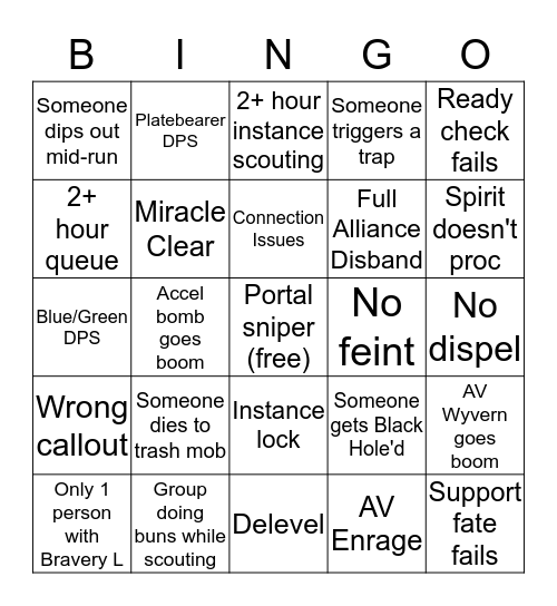 Ozma Prog Bingo Card
