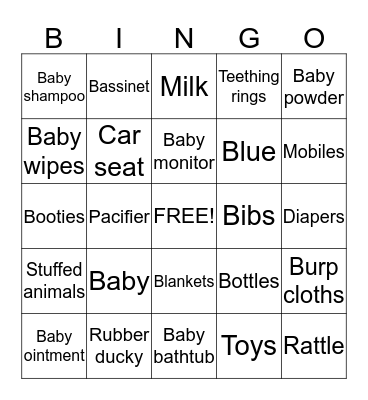 BABY GIFT BINGO Card