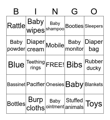 BABY GIFT BINGO Card